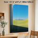 Urban & Pastoral Landscape Painting Poster, Serene Minimalist Scenic Poster, Calming City Skyline With Rolling Green Hills Design, Ideal For Living_maomaolike.com