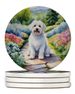 Coton De Tulear Spring Path Large Sandstone Coasters Pack Of 4 Absorbent Round Coasters Decor Gifts For Men Or Women, 4 In, Multicolor_maomaolike.com