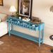 Rustic Entryway Console Table,60" Long Sofa Table With Two Different Size Drawers And Bottom Shelf For Storage_maomaolike.com