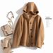 Women's Clothing quality double sided wool coat with hood and short button for women_maomaolike.com