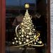 Golden Christmas Tree Window Clings Stickers For Glass, Large DIY Static Wall Window Door Mural Showcase Decal Sticker_maomaolike.com