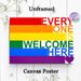 Rainbow Striped Welcoming Slogan Painting Poster, Vibrant Color-blocked Text Art Poster, Warm Inclusive Message Suitable For Home, Café And Community_maomaolike.com