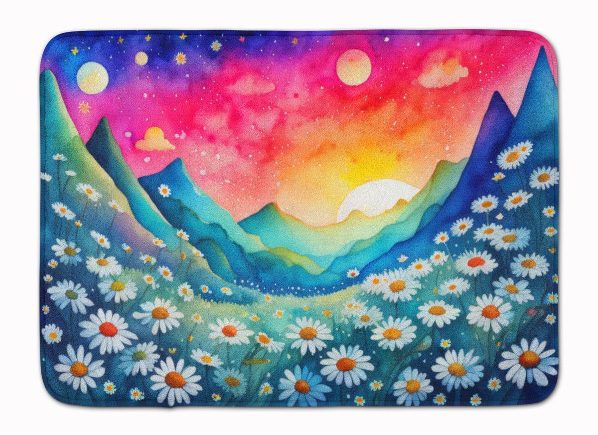Daisies In Color Memory Foam Kitchen Mat Machine Washable Anti-Fatigue Mat Cushion Comfort Bath Mat Or Kitchen Rug_maomaolike.com
