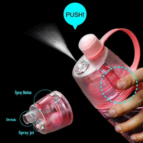 600ml New Creative Spray Bottle Portable Atomizing Outdoor Sports Gym Drinking Drinkware Bottles Water Gourds_maomaolike.com