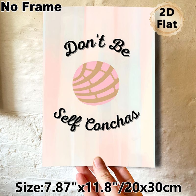 Concha Themed Painting Poster, Pastel-colored Cute Typographic & Concha Art Poster, Lighthearted Humorous Design For Kitchen, Dining Room Or Home Wall_maomaolike.com
