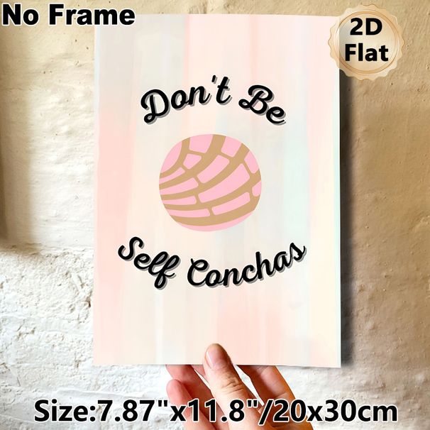 Concha Themed Painting Poster, Pastel-colored Cute Typographic & Concha Art Poster, Lighthearted Humorous Design For Kitchen, Dining Room Or Home Wall_maomaolike.com