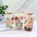 Christmas Themed 16oz Borosilicate Glass Cup With Bamboo Lid & Straw - Stylish Ins Aesthetic Drinkware For Holiday Gifts_maomaolike.com
