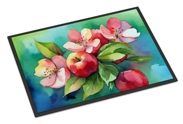 Arkansas Blossom In Watercolor Doormat Front Door Mat Indoor Outdoor Rugs For Entryway, Non Slip Washable Low Pile, 24H X 36W_maomaolike.com