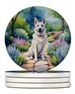 German Shepherd Spring Path Large Sandstone Coasters Pack Of 4 Absorbent Round Coasters Decor Gifts For Men Or Women, 4 In, Multicolor_maomaolike.com