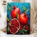 Pomegranate Themed Painting Poster, Vibrant Mosaic-style Red Pomegranates With Seeds & Leaves Poster, Eye-catching Fruit Artwork Ideal For Kitchen_maomaolike.com