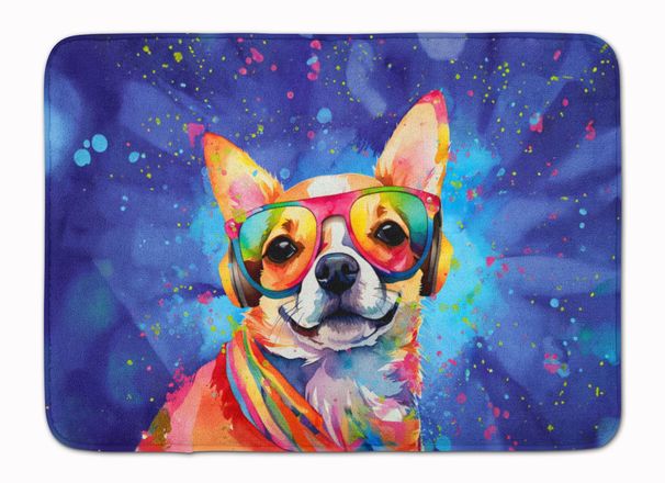 Chihuahua Hippie Dawg Memory Foam Kitchen Mat Machine Washable Anti-Fatigue Mat Cushion Comfort Bath Mat Or Kitchen Rug_maomaolike.com