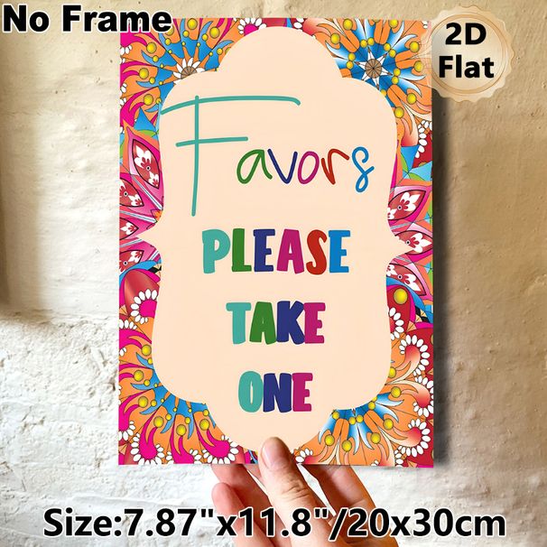 Favors Please Take One Themed Painting Poster, Vibrant Floral Border & Colorful Typography Poster, Eye-catching Reminder Sign Suitable For Parties_maomaolike.com
