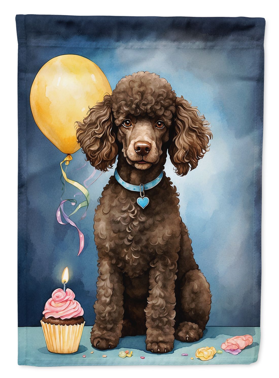 Chocolate Standard Poodle Happy Birthday House Flag Large Porch Sleeve Pole Decorative Outside Yard Banner Artwork Wall Hanging, Polyester, House Size, Multicolor_maomaolike.com