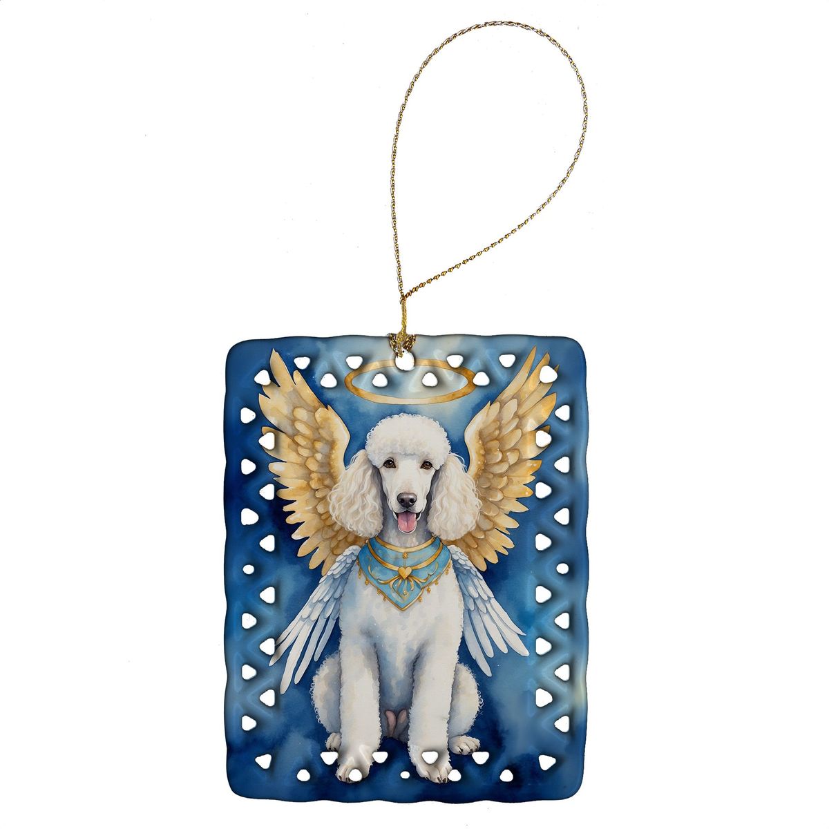 White Poodle My Angel Porcelain Ornament Christmas Tree Hanging Decorations For Home Christmas Holiday, Rectangle, Gift, Multicolor_maomaolike.com