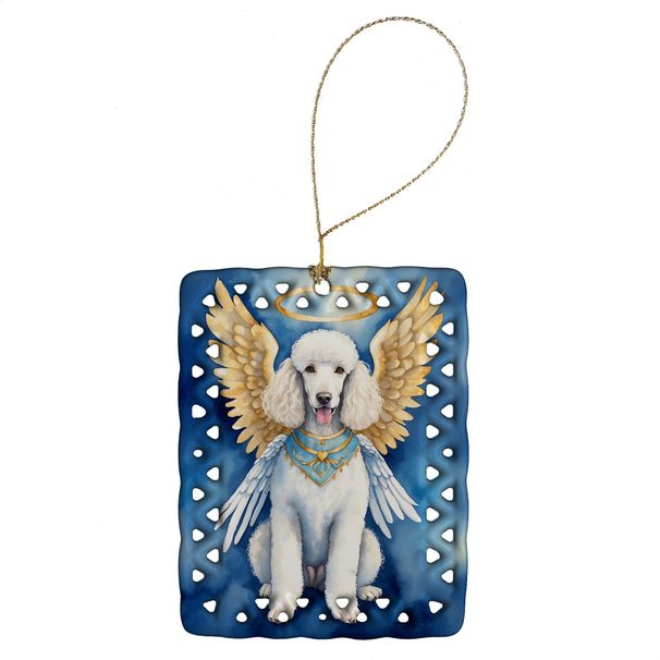 White Poodle My Angel Porcelain Ornament Christmas Tree Hanging Decorations For Home Christmas Holiday, Rectangle, Gift, Multicolor_maomaolike.com