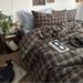 Her College-style Bed Sheet And Duvet Cover Dormitory Three-piece Set, Vintage Plaid Mix-and-match Pure Washed Cotton_maomaolike.com