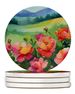 Iowa Wild Prairie Roses In Watercolor Large Sandstone Coasters Pack Of 4 Absorbent Round Coasters Decor Gifts For Men Or Women, 4 In, Multicolor_maomaolike.com