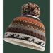 Ethnic Style Knitted For Women, Cute Pom-Pom Color-Block Pullover Yarn Hat, Parent-Child Autumn Winter Warm Ear_maomaolike.com