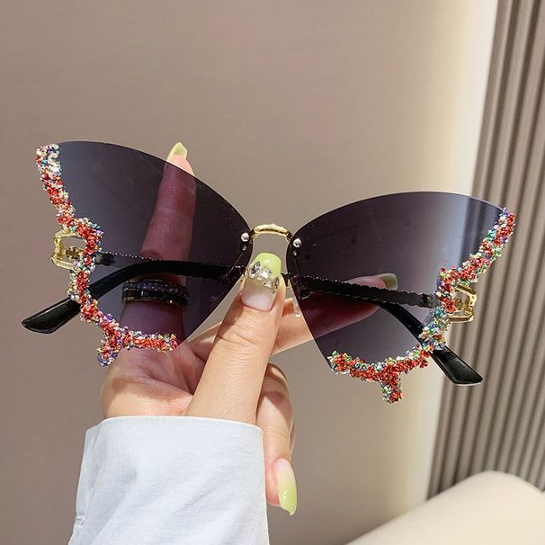 Unisex Fashion Round Diamond Studded Sunglasses Sun Protection Sunglasses Outdoor Rhinestone Glasses_maomaolike.com