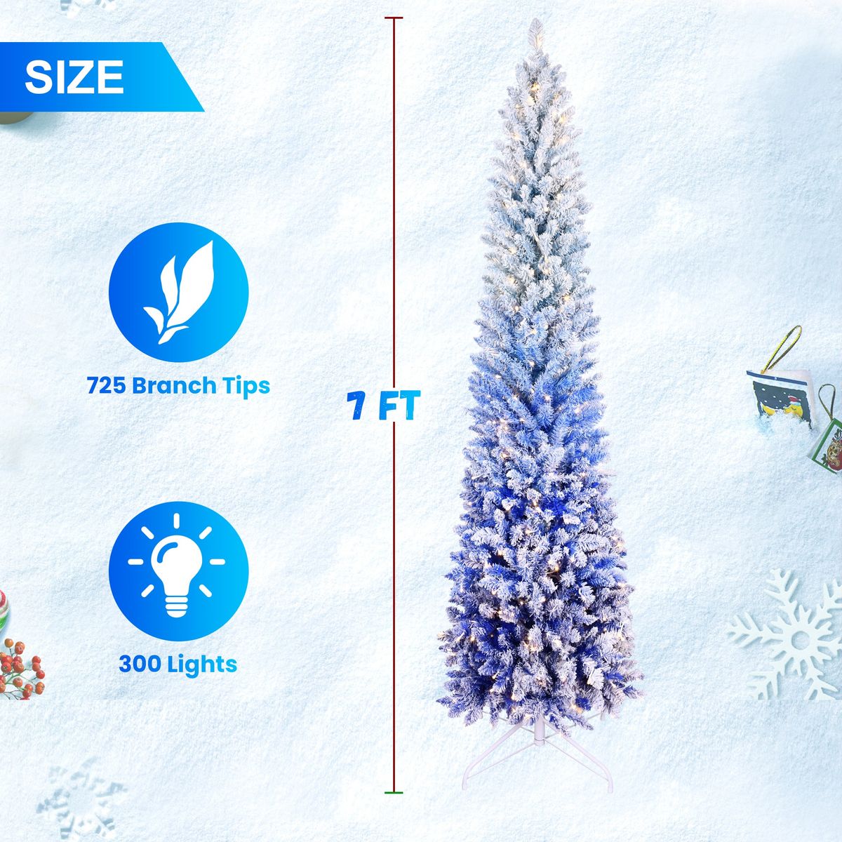 7ft PVC Blue Gradient Flocking Light Tree_maomaolike.com