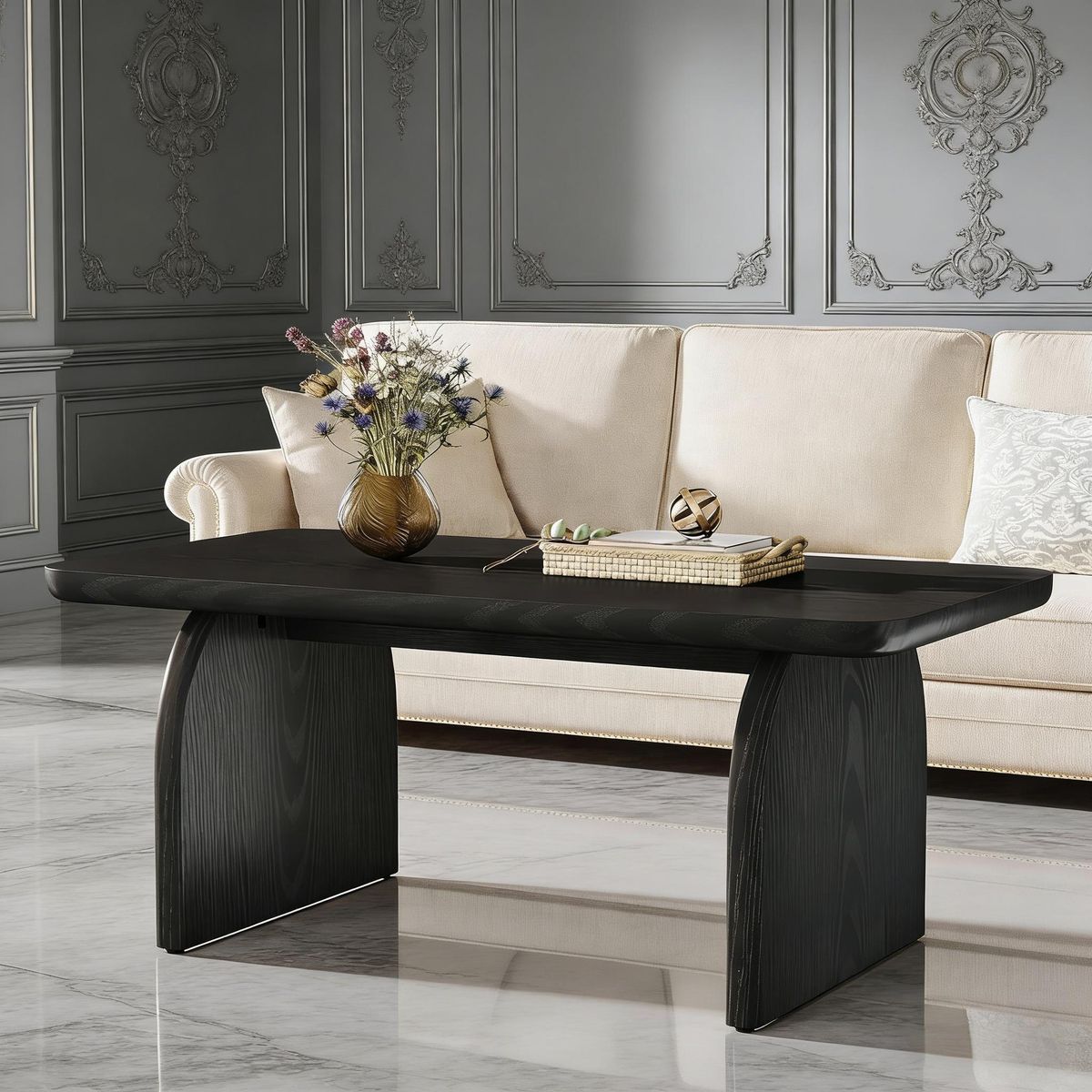 Coffee Table, Farmhouse Center Table Low Cocktail Tea Table_maomaolike.com