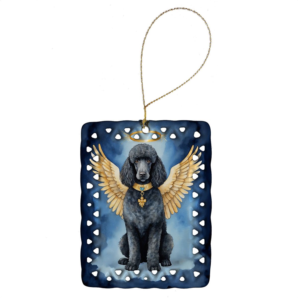 Black Poodle My Angel Porcelain Ornament Christmas Tree Hanging Decorations For Home Christmas Holiday, Rectangle, Gift, Multicolor_maomaolike.com