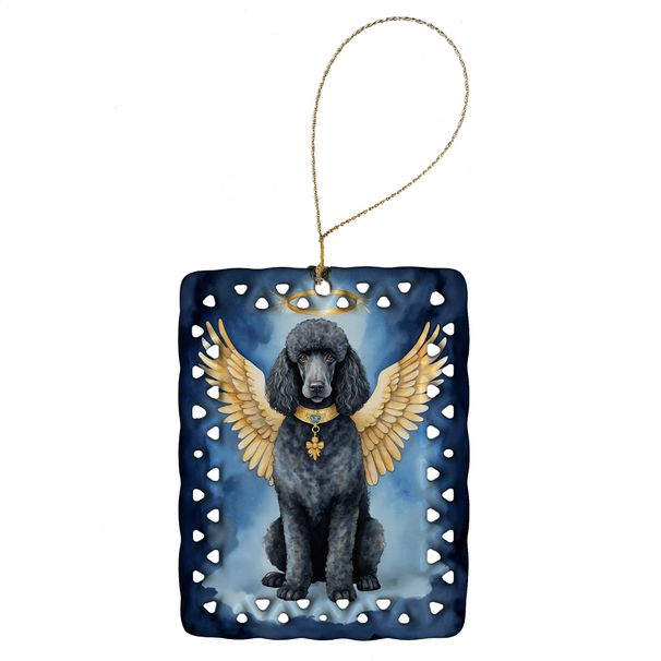 Black Poodle My Angel Porcelain Ornament Christmas Tree Hanging Decorations For Home Christmas Holiday, Rectangle, Gift, Multicolor_maomaolike.com