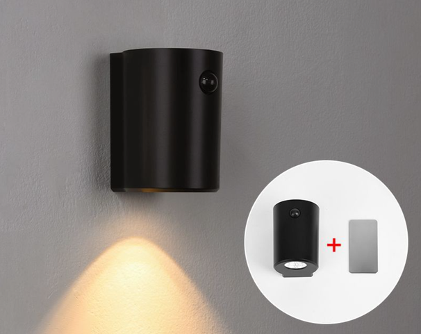 USB Charging Smart Motion Sensor Walnut Wood Grain Ambient Magnetic Wall Lamp Entryway Door Spotlight Night Light_maomaolike.com