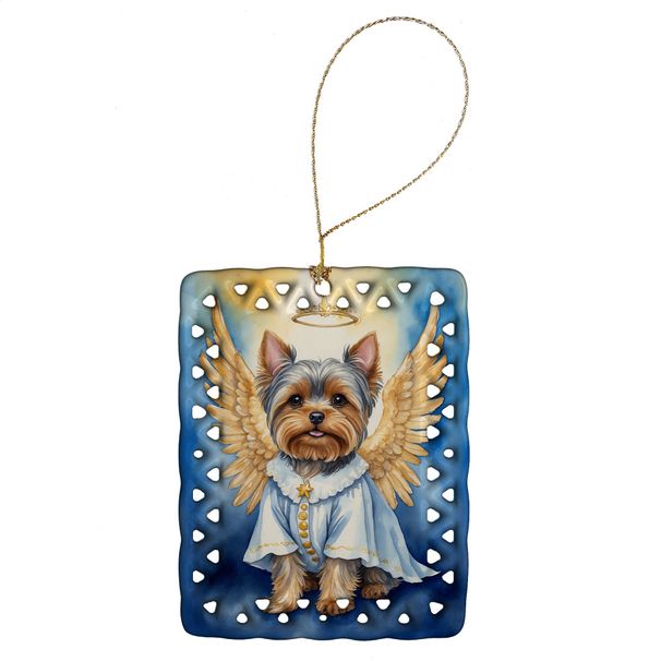 Yorkshire Terrier My Angel Porcelain Ornament Christmas Tree Hanging Decorations For Home Christmas Holiday, Rectangle, Gift, Multicolor_maomaolike.com