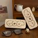 Unisex Cream color three puppy glasses case cute high appearance level Advanced sense student myopia mirror case_maomaolike.com