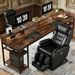 Two Person Desk, Computer Desk With Monitor Stand And 4 Open Shelf_maomaolike.com