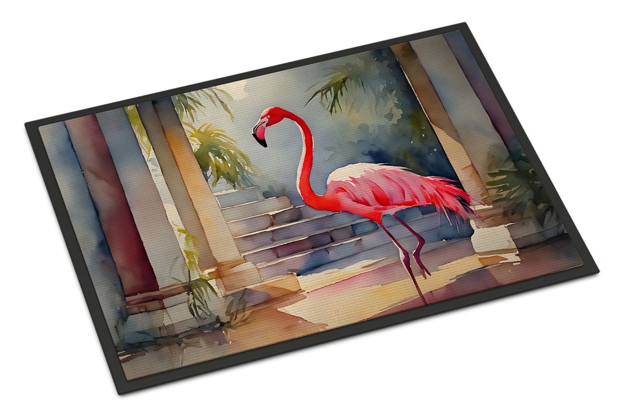 Flamingo Doormat Front Door Mat Indoor Outdoor Rugs For Entryway, Non Slip Washable Low Pile, 24H X 36W_maomaolike.com