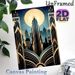 Art Deco City Skyline Painting Poster, Sophisticated Retro Art Deco Style Poster, Luminous Urban Skyscape With Geometric Borders, Elegant Wall Decor_maomaolike.com