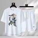 Men's Clothing Summer fashion brand new casual short sleeved sports five point pants two piece suit men's large size loose T shirt top_maomaolike.com