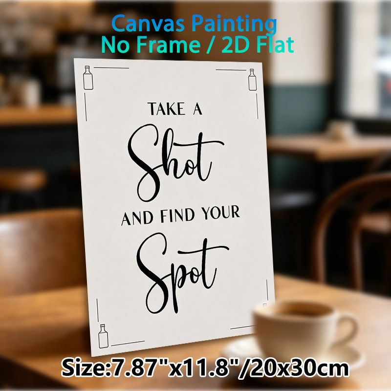 Shot & Spot Typography Painting Poster, Minimalist Black-and-White Text Poster, Witty Quote Design With Bottle Outline Frames, Suitable For Home Bars_maomaolike.com