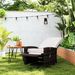 Outdoor Wicker Swivel Recliner Chair, Lifting Footrest, 360° Rotating Basic, Water-resistant Cushions, Khaki_maomaolike.com