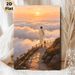 Jesus With Lamb Spiritual Painting Poster, Warm-toned Oil Painting Style Poster, Serene Sunset Scene With Jesus And Lamb Above Clouds, Peaceful_maomaolike.com