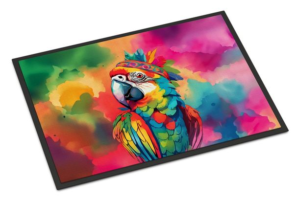 Hippie Animal Parrot Doormat Front Door Mat Indoor Outdoor Rugs For Entryway, Non Slip Washable Low Pile, 24H X 36W_maomaolike.com