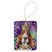 Basset Hound King Of Mardi Gras Porcelain Ornament Christmas Tree Hanging Decorations For Home Christmas Holiday, Rectangle, Gift, Multicolor_maomaolike.com
