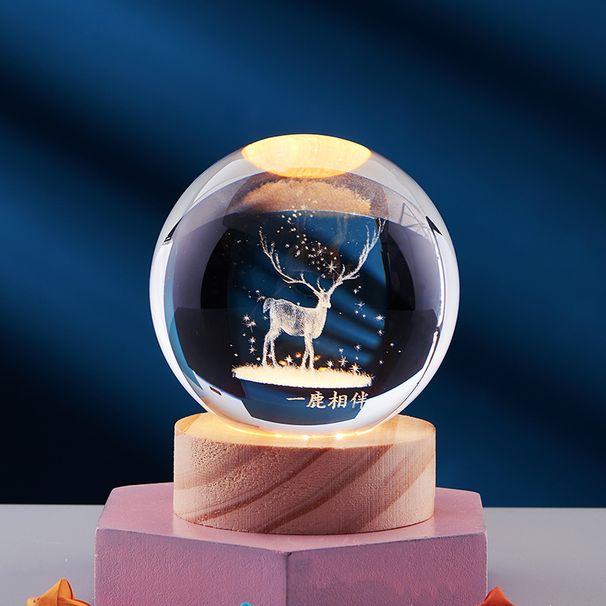 Crystal Ball 3D Inner Carved Solar System Glowing Lights Warm Bedside Light Festival And Kid Gift Night Lamp_maomaolike.com