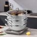 SOGA 3 Tier 30cm Heavy Duty Stainless Steel Food Steamer Vegetable Pot Stackable Pan Insert With Glass Lid_maomaolike.com