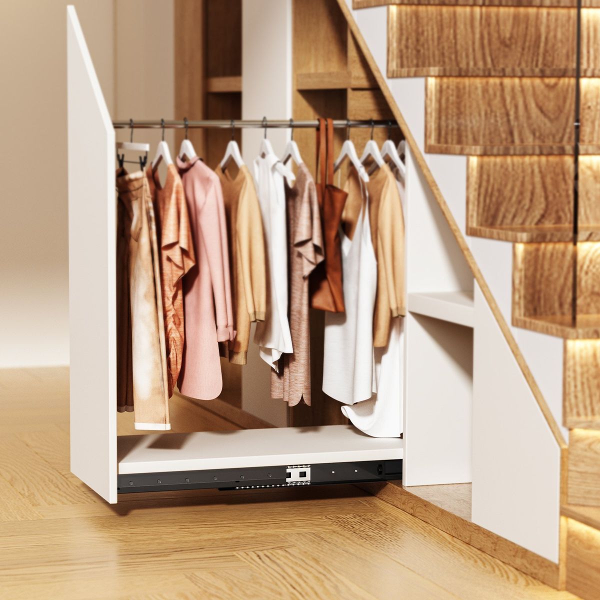 Undermount Drawer Slides 24 Inch Under Stair Cabinet Rails 260 LB Load_maomaolike.com