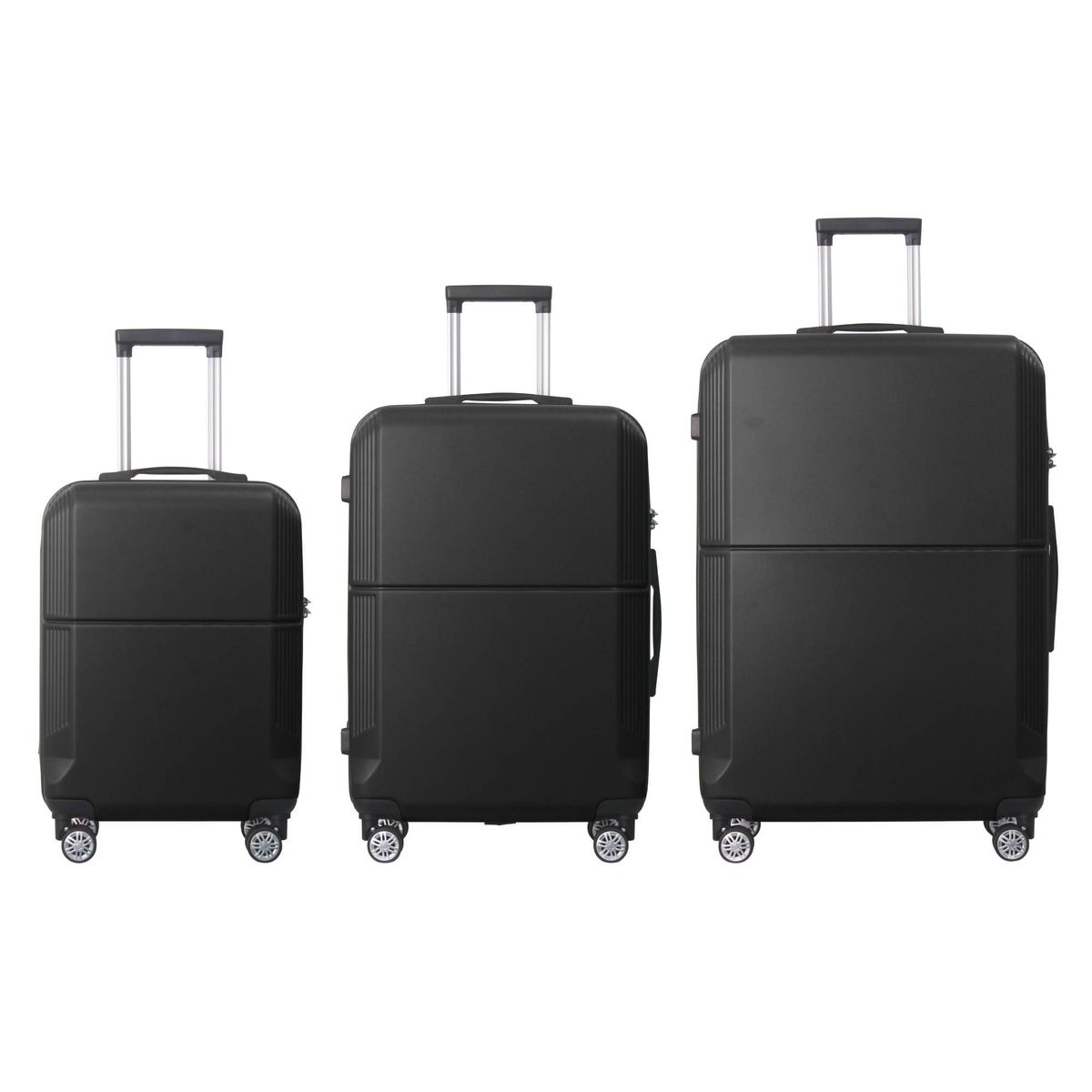 BLACK 3-Piece Premium ABS Luggage Set-20", 24", And 28" Suitcases With Multi-Position Handle, Silent Spinner Wheels, And TSA-Approved Lock-Durable, Stylish, And Spacious Travel Gear_maomaolike.com