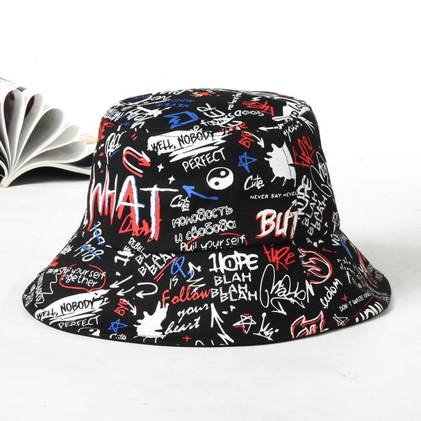Hot Sale Graffiti printing tide fisherman personalized street pot Europe and the United States fashion hip-hop sun hat_maomaolike.com