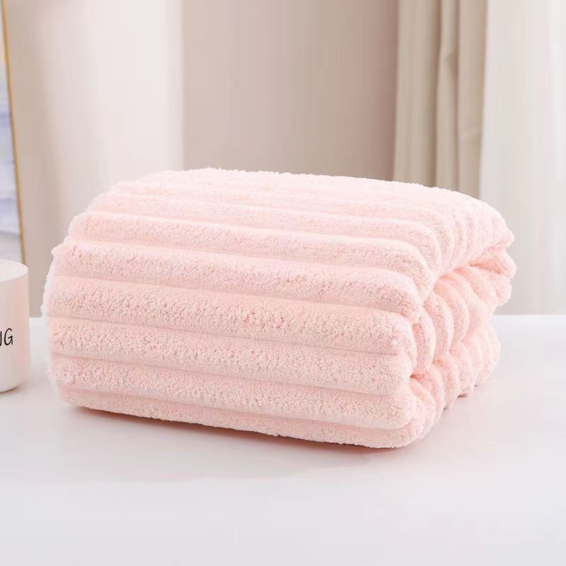 Factory candy large coral velvet bath towel embroidered logo absorbent bath quick-drying no lint no fading wholesale_maomaolike.com