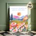 Floral Mountain Landscape Painting Poster, Vibrant Impressionist-style Poster, Colorful Wildflowers, Rolling Hills & Sun Design With Soft Artistic_maomaolike.com