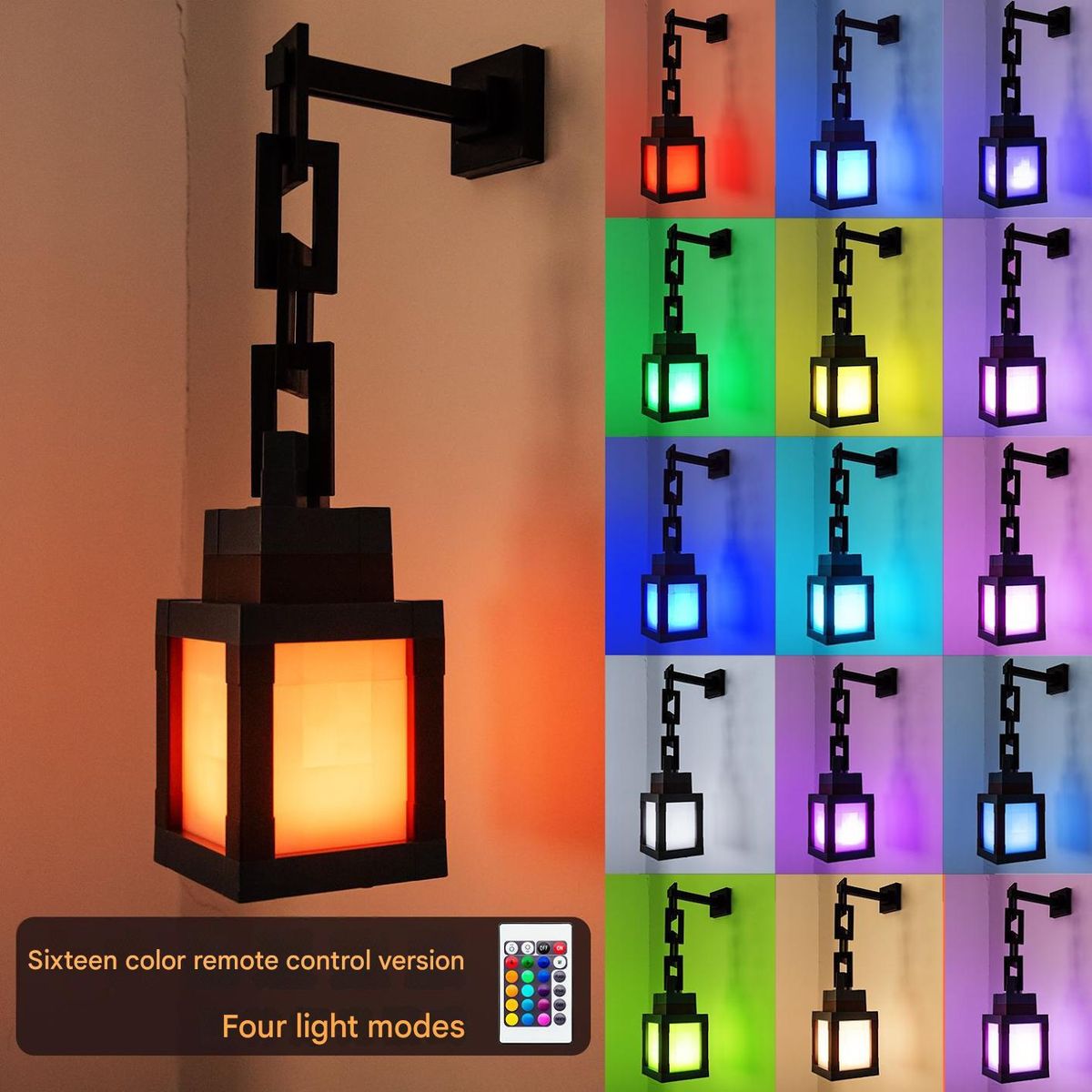 Minecraft Luminous Lantern Night Light Charging Game Torch Children's Bedroom Atmosphere Model Ornaments Lamp_maomaolike.com