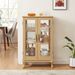2 Doors Curio Cabinet With Tempered Glass Doors, Curio Cabinets With Mirrored Back Panel And Adjustable Shelves, Lighted Display Cabinet For Home, Office Light Bulb Included Cherry_maomaolike.com