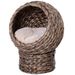 PawHut Handwoven Elevated Cat Bed With Soft Cushion & Cat Egg Chair Shape, Cat Basket Bed Kitty House With Stand, Raised Wicker Cat Bed For Indoor Cats, 23.5" H, Gray_maomaolike.com