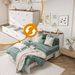 Queen Size Murphy Bed Frame With Drawers Murphy Chest Bed With Charging Station, 2 USB Ports Mobile Murphy Bed Sleeping Arrangement For Multipurpose Area For Bedroom Living Room Guest Room White&Wood_maomaolike.com